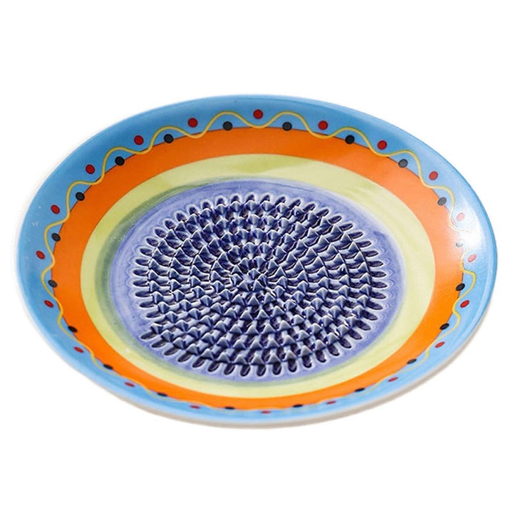 Razatoare ceramica manuala pentru ghimbir si usturoi, compacta, alba, 12x8cm