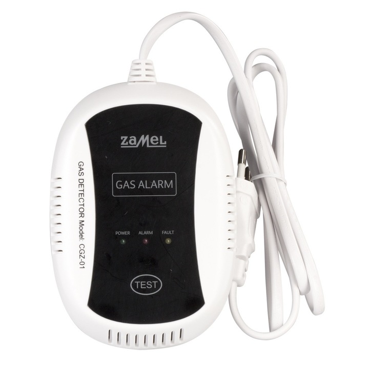 Zamel CGZ-01 gázérzékelő, 85 dB, 230 V, fehér/fekete