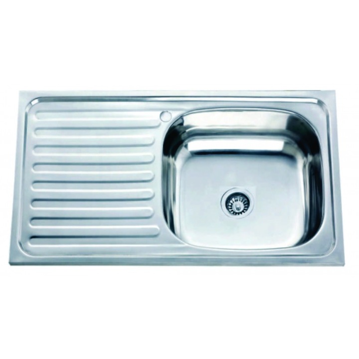 Кухненска мивка Inter Ceramic, За вграждане, С ляв плот, Със завършен монтажен сет и сифон, 75х40х15см