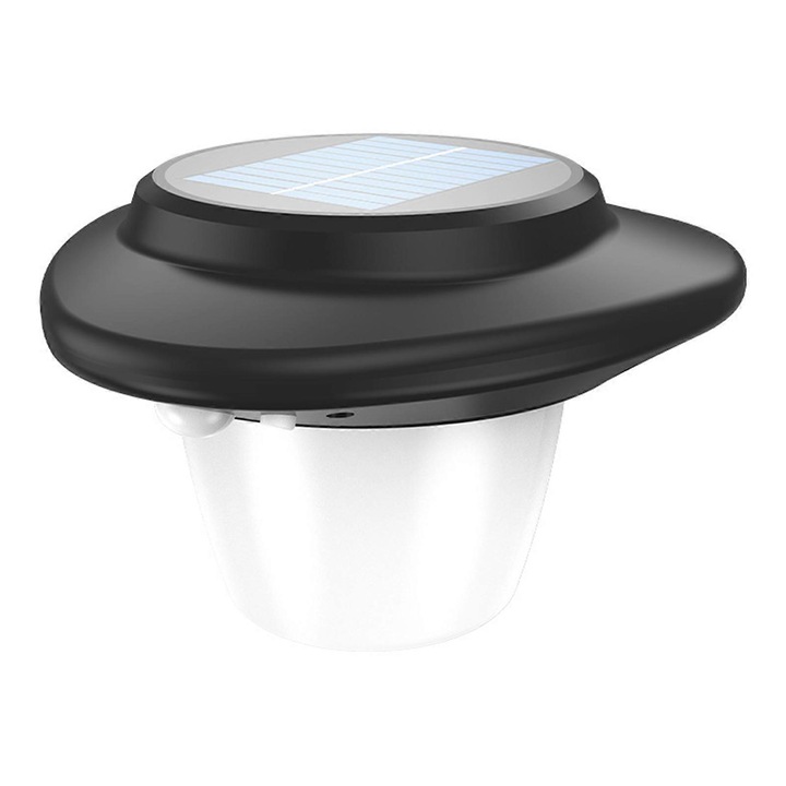 Lampa solara de perete rotunda, LED, alb, 12.5x12.2x7.9cm, rezistenta la apa IP65