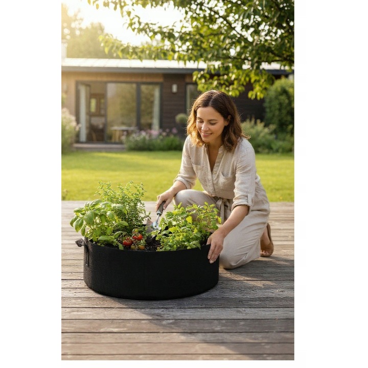 Donica din fetru pentru plante si ierburi, 90x30 cm, neagra