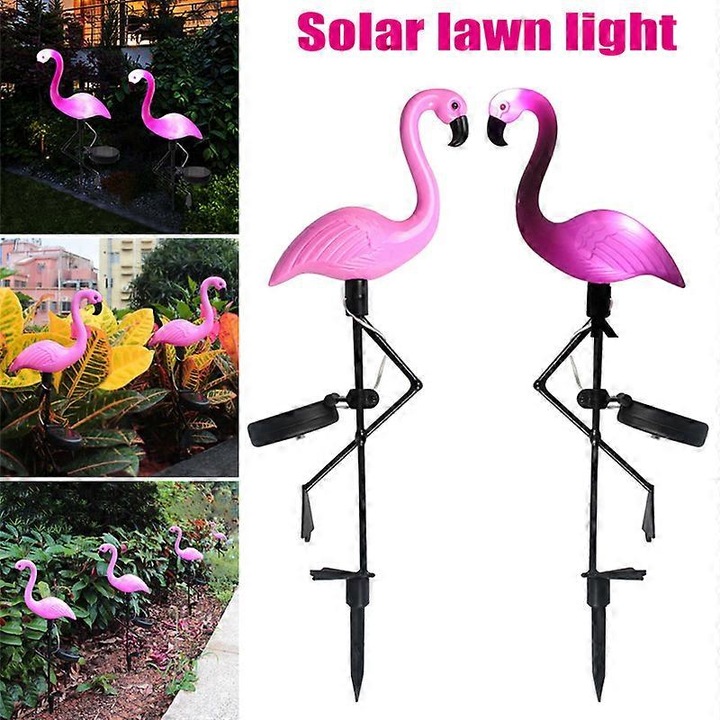 Lampa solara LED flamingo decorativa impermeabila pentru gradina 1.2V 0.3W