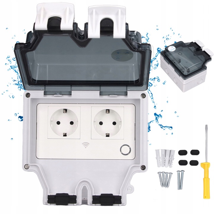 Priza Dubla Exterior Rezistenta la Apa cu Comutator WiFi