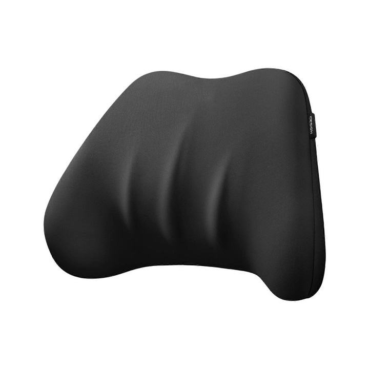 Perna suport lombar si tetiera, spuma memorie, negru, 33x40x8cm si 20x30x12cm