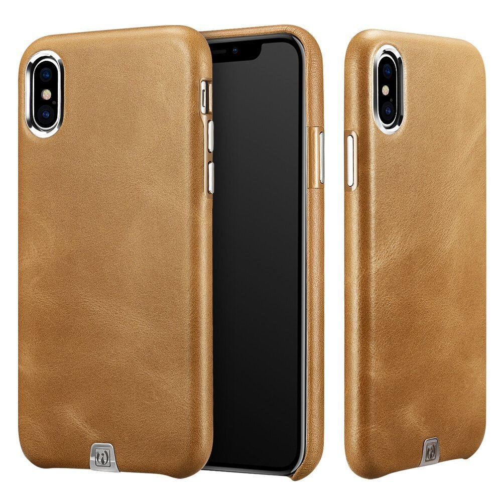 Husa iPhone X, iCarer Transformers Vintage Series, din piele, tip back cover, culoare Camel