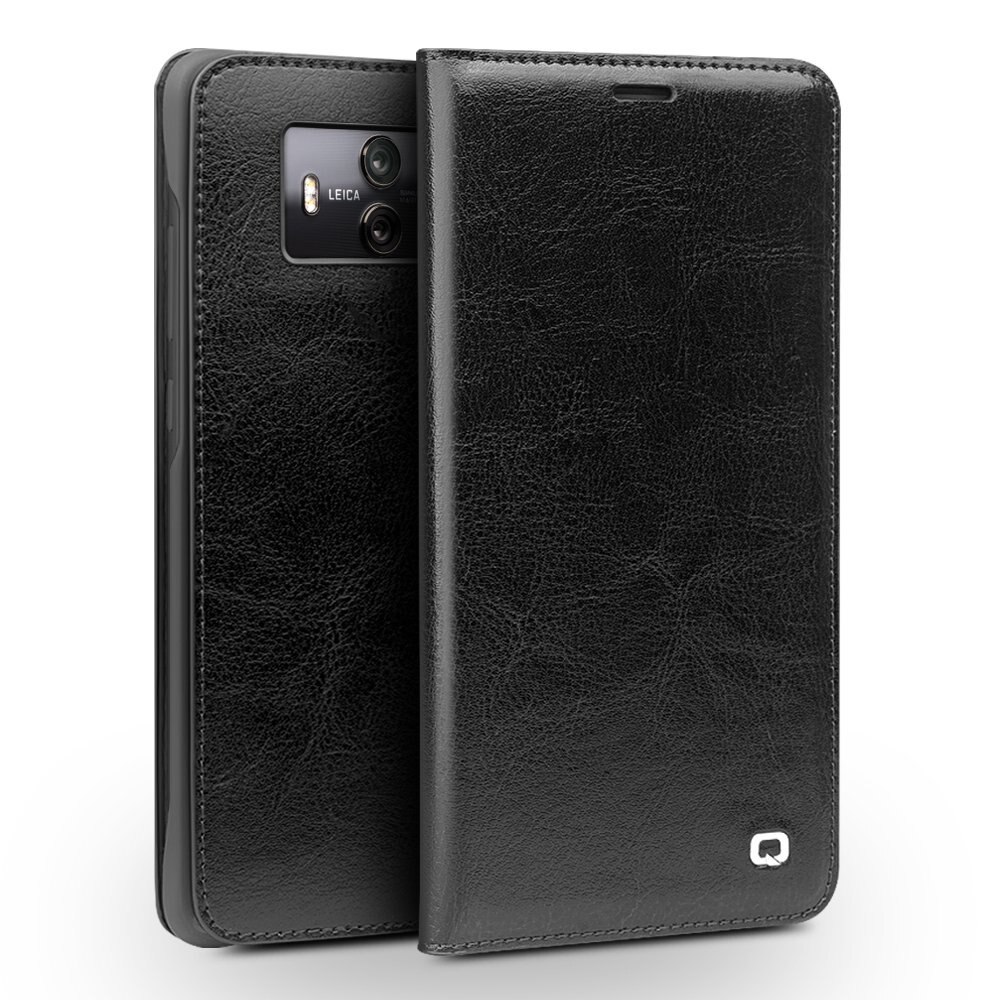 Husa din piele fina tip carte, cu buzunar card, Huawei Mate 10 - Qialino Classic Wallet, culoare Negru