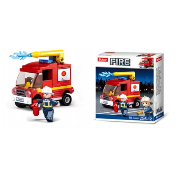 Set Constructie Sluban Pompieri - Masina de Pompieri 75 Piese