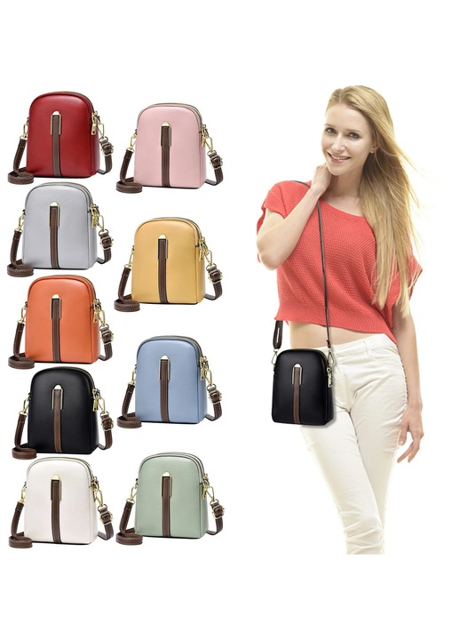 Geanta mini crossbody YANYXR, piele naturala verde, 15x20cm