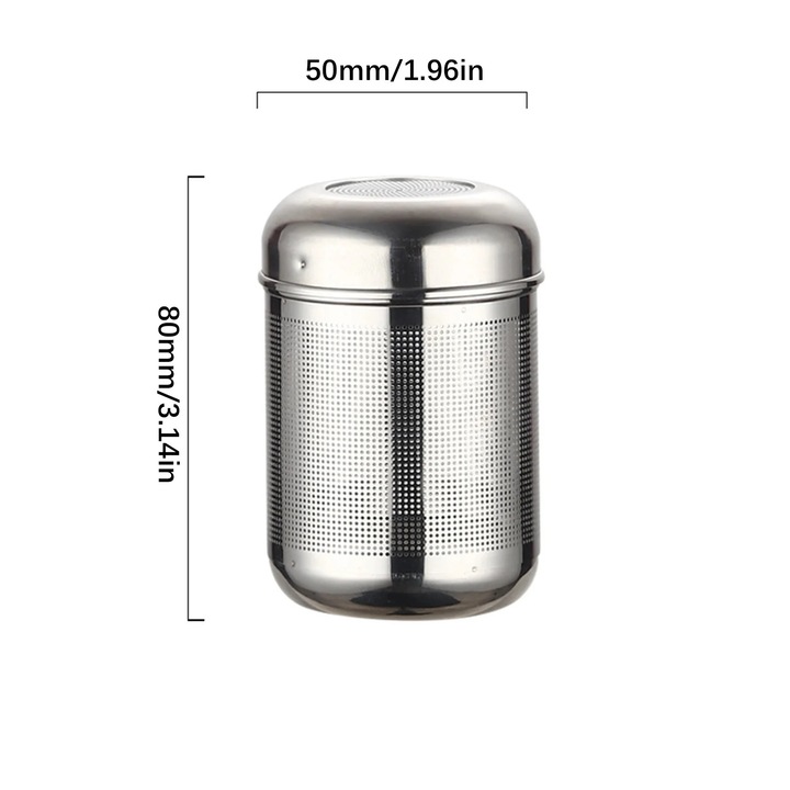 YANYXR BCS2902051 teafőző infúzió, hőszigetelt rozsdamentes acél szűrő, ezüst, O50 x 80 mm