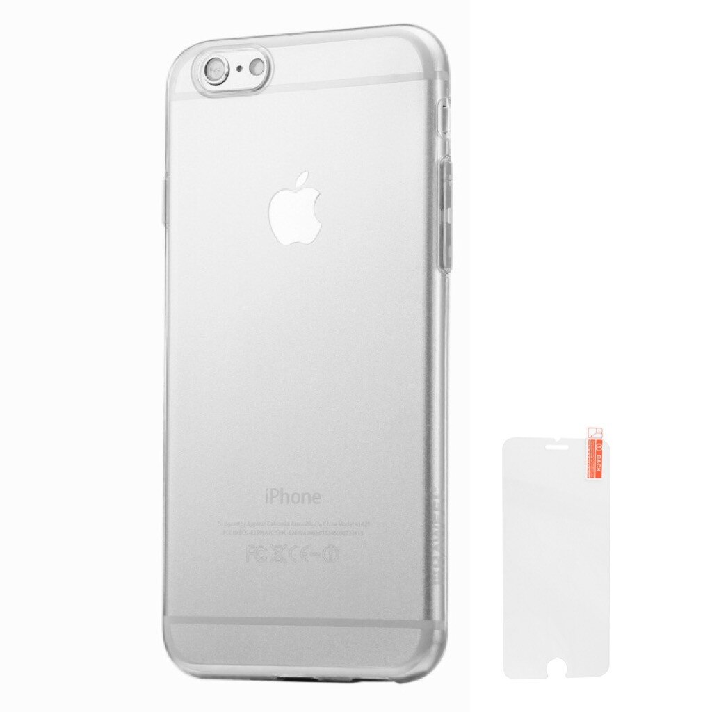 Husa Apple iPhone 7 silicon TPU, Haweel transparenta + Folie sticla OEM 0.25 mm