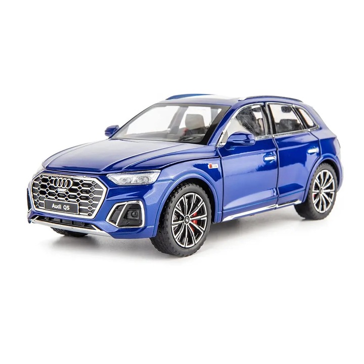 Fém autó Audi Q5, 1:24, Hang és fények, Kék, Egyedi csomagolás nélkül