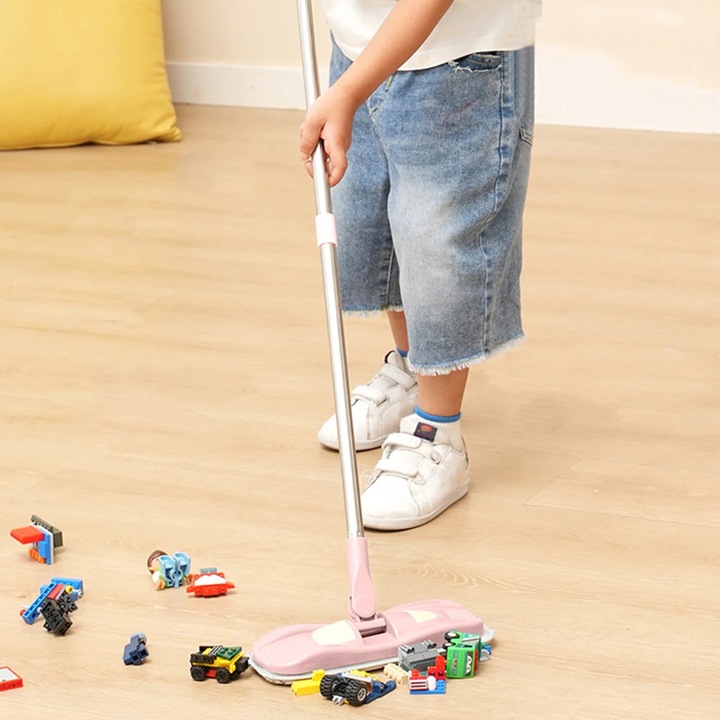 Mop pentru copii ZYBLSSBB, mini, roz, 85x23x9cm