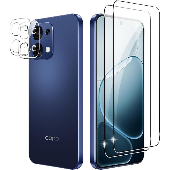 2 db üvegfólia képernyővédő és 2 db kamera lencsevédő fólia szett, átlátszó, 9H, OPPO A6 Pro 5G-hez