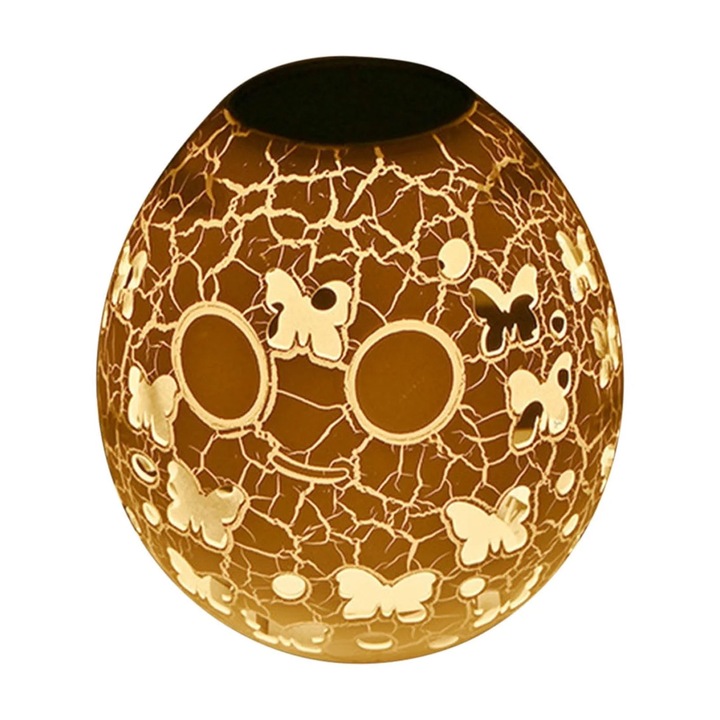 Lampa de veghe ZYBLSSBB LSM2xh1409-BCS0271951-3, decorativa tip ou crapat cu fluturi si fata zambitoare, lumina calda ambra, pentru birou/masa