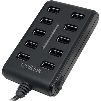 Hub LogiLink UA0125, 10 x USB 2.0, Negru Hub LogiLink UA0125, 10 x USB 2.0, Negru