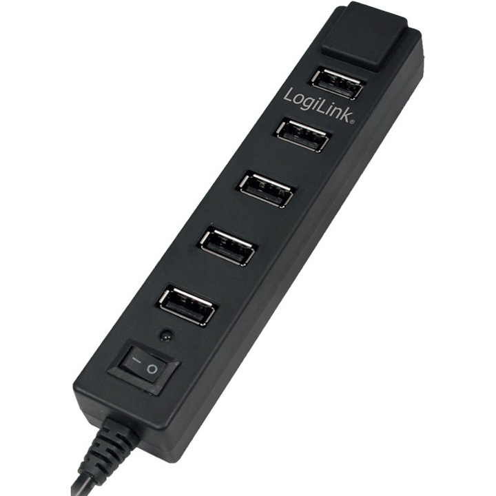 Хъб LogiLink UA0124, 7 x USB 2.0, Черен