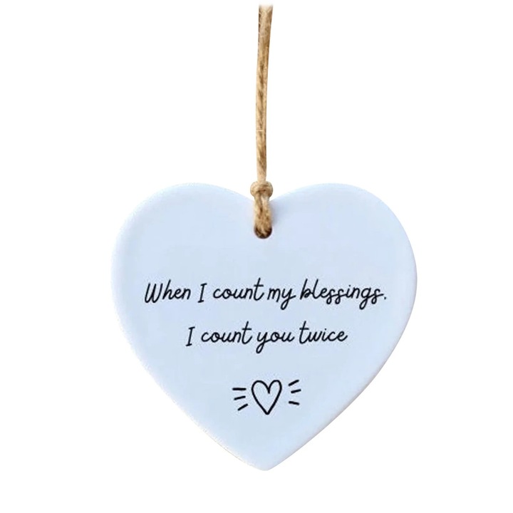 Ornament ceramic inima YANYXR, mesaj special, 8x8cm