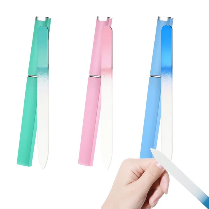 YANYXR 3 darabos üveg körömreszelő készlet, többszínű, 15cm