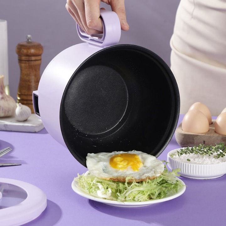 Oala electrica multifunctionala 1.5L, capac transparent, maner antiarsura, negru