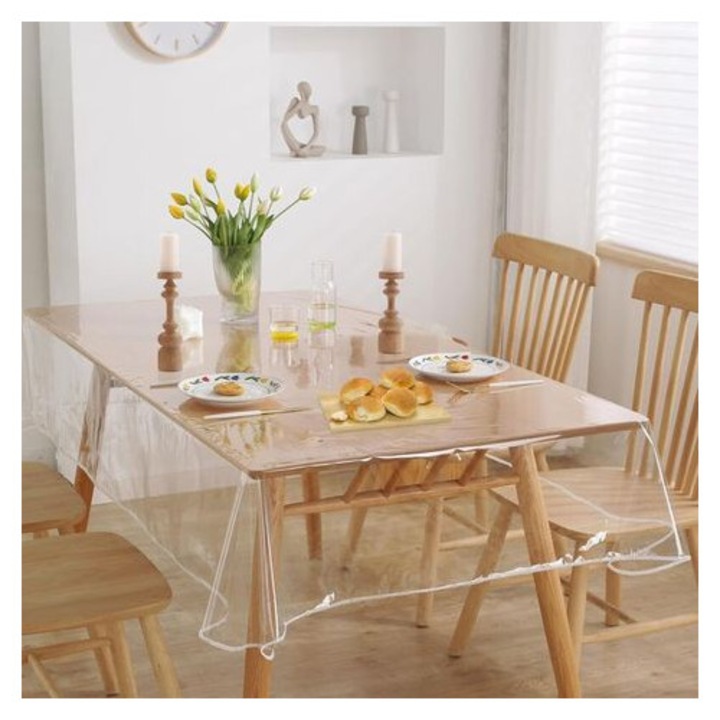 Átlátszó PVC asztalterítő 220x140cm, strapabíró és mosható