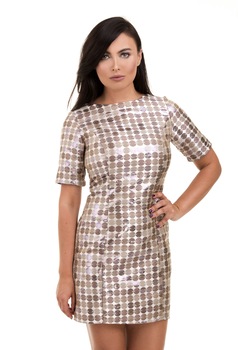 Rochie de dama MARYETT, Jacquard, Auriu Rochie de dama MARYETT, Jacquard, Auriu