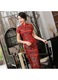 Rochie cheongsam elegant lunga rosu, material premium
