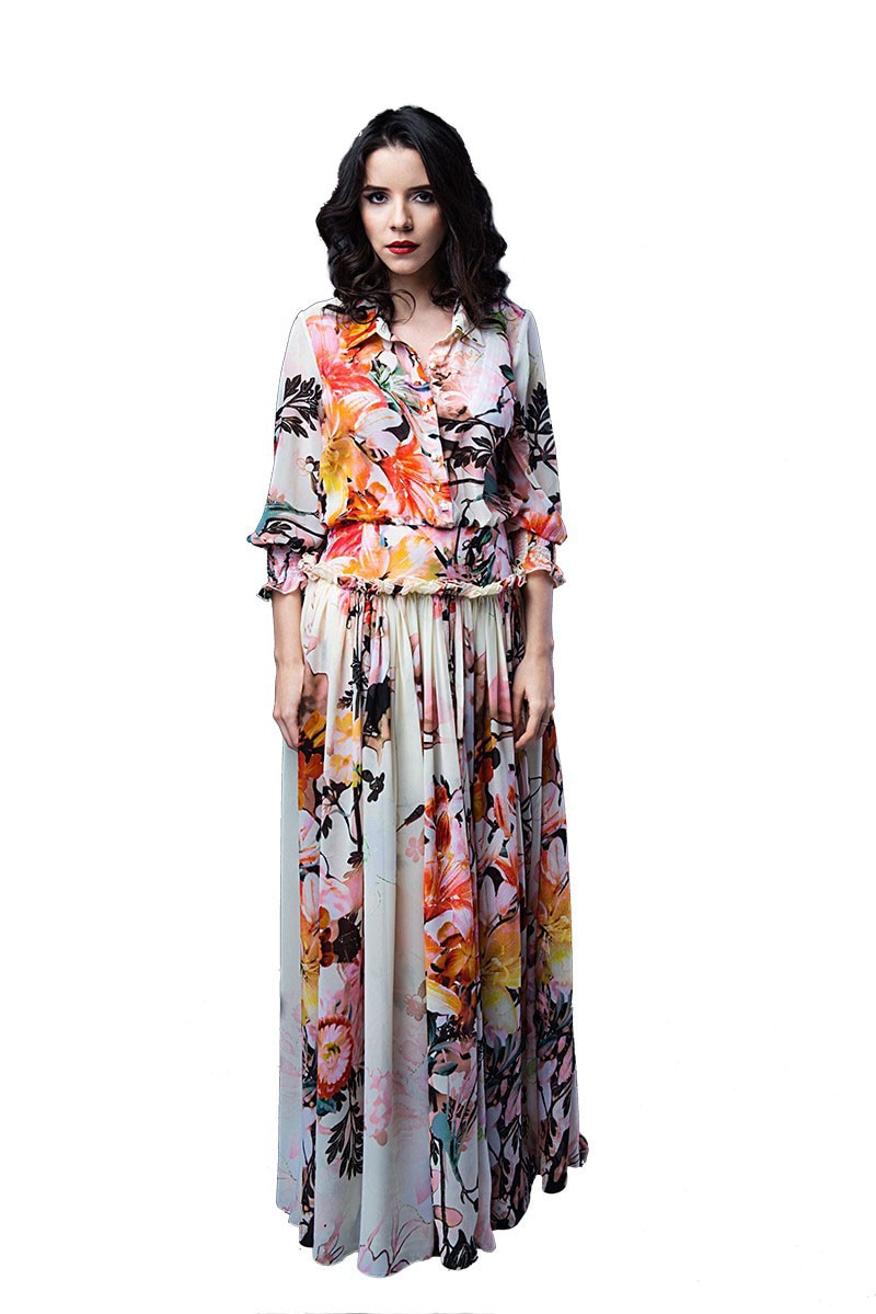 Rochie de ocazie, Crem/Multicolor, M