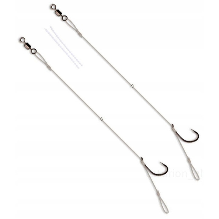 2x Carlige Carp Spirit Fluorocarbon cu Fir, Carlig Marime 4