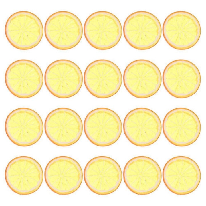 Felii artificiale de lamaie 20 buc, plastic, galben, decor, 5cm
