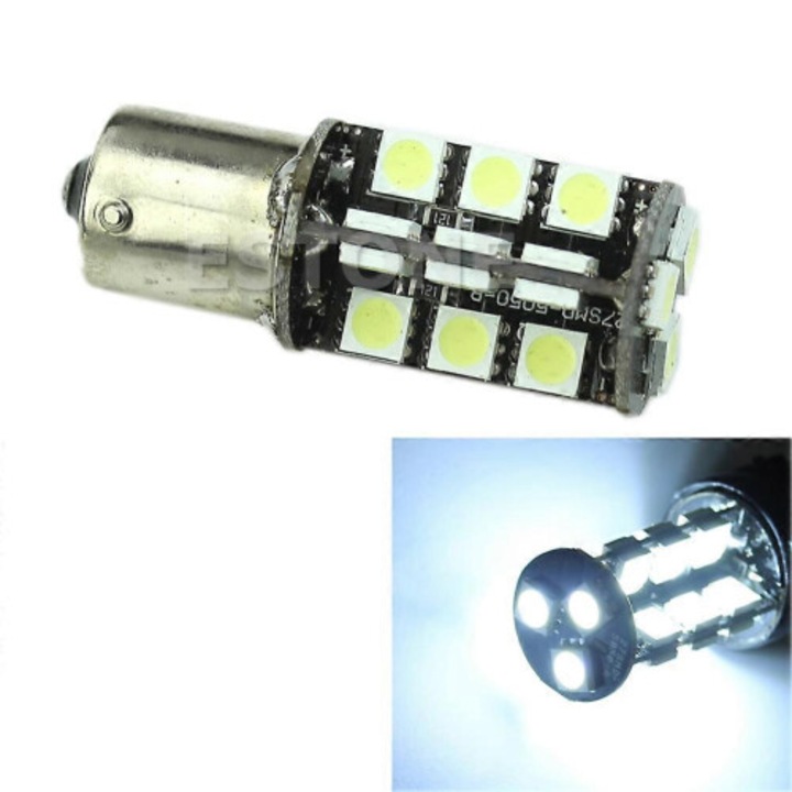 Bec auto 1156 BA15S P21W 27 LED fehér 12V