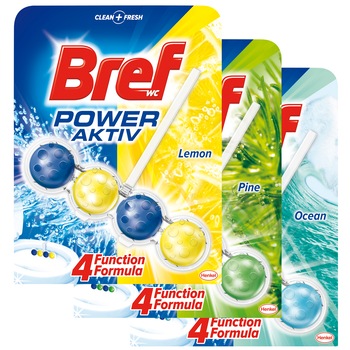 Pachet 3 x Odorizant toaleta Bref Power Aktiv Pine, Ocean, Lemon, 50 g Pachet 3 x Odorizant toaleta Bref Power Aktiv Pine, Ocean, Lemon, 50 g