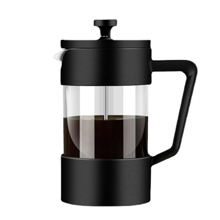 Cafetiera presiune YANYXR, sticla 3mm, negru, 1000ml