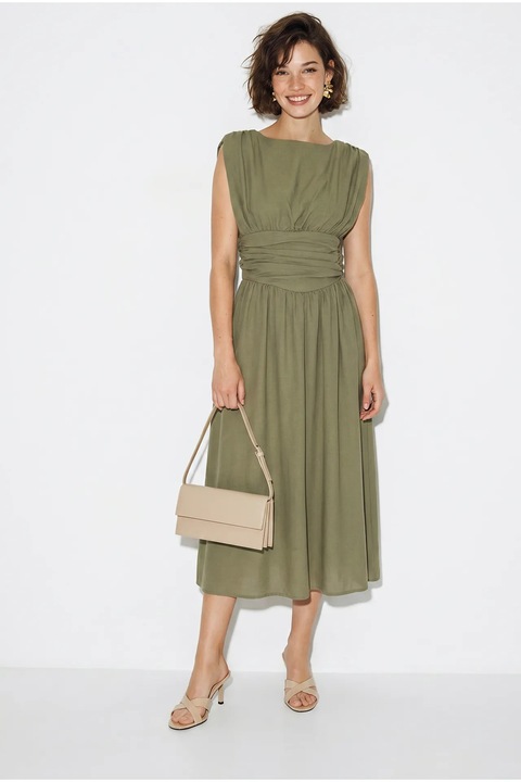 Rochie Midi Femei Bianco Lucci, A-line, Verde Kaki, Poliester