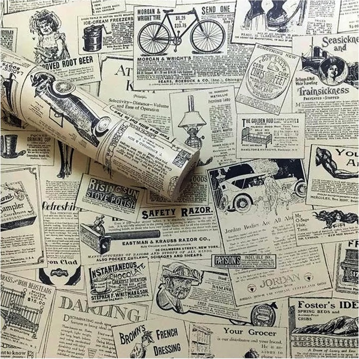 Tapet autocolant, stil retro, imprimat, transparent, 45x300cm