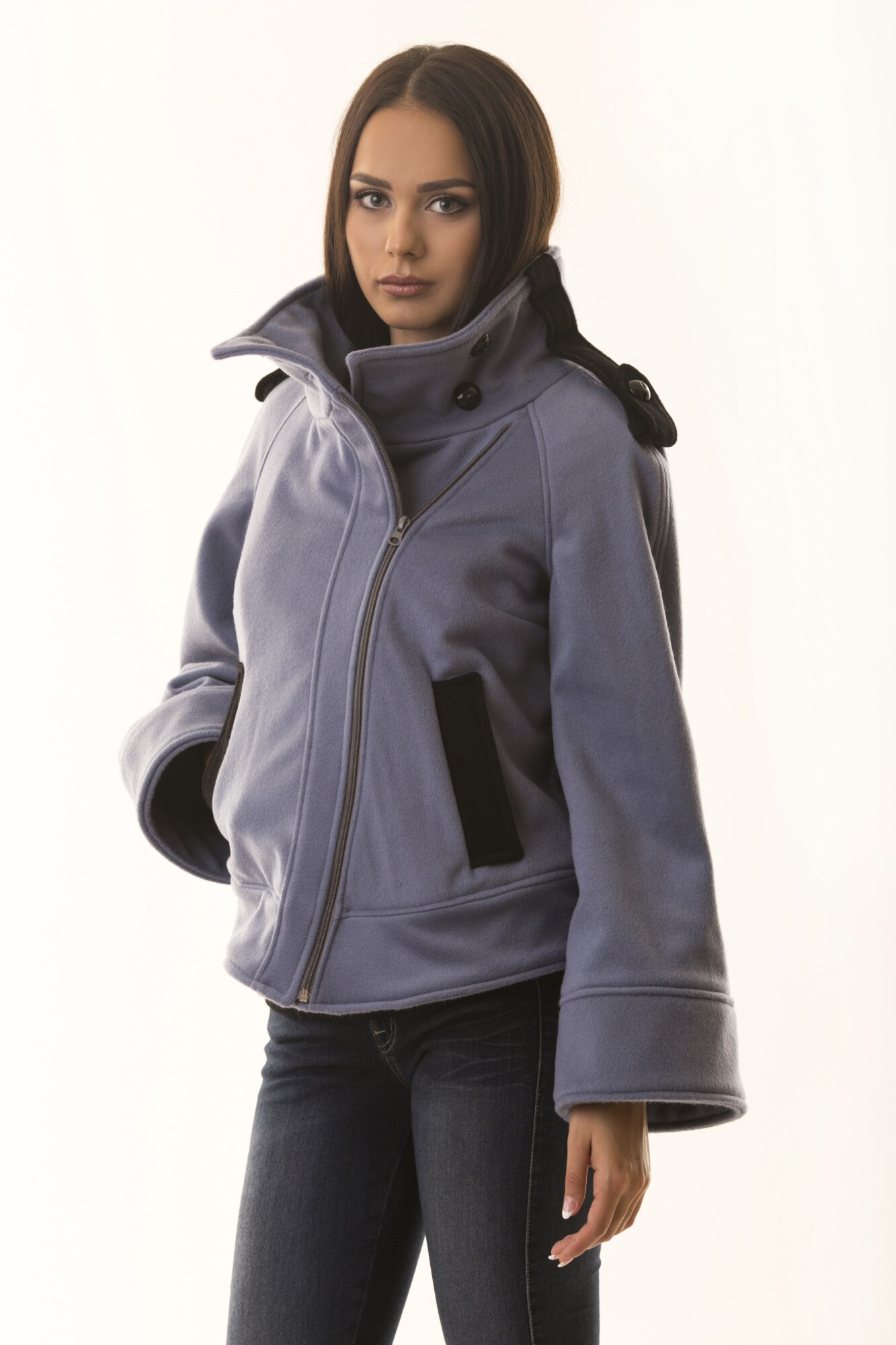 Palton dama, MARYETT, Charlot, Marimea S-M, Lana/Poliester, Albastru