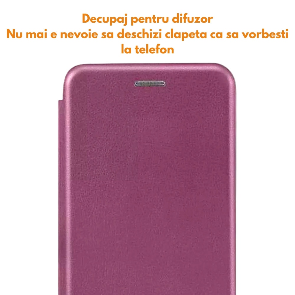 Husa pentru Huawei nova 9, FlipOn, Piele ecologica, Buzunar card, Functie stand, Acoperire completa, Decupaj difuzor apeluri, Protectie 360 de grade, Tip carte, Visiniu