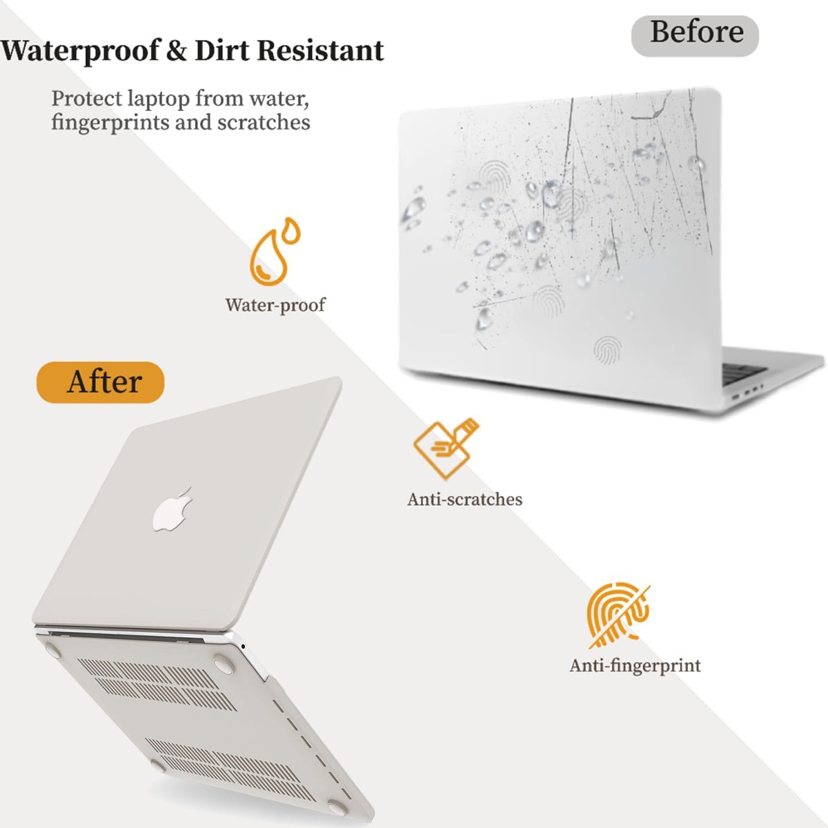 Husa laptop compatibil MacBook Air Pro, protectie completa, crem, usoara