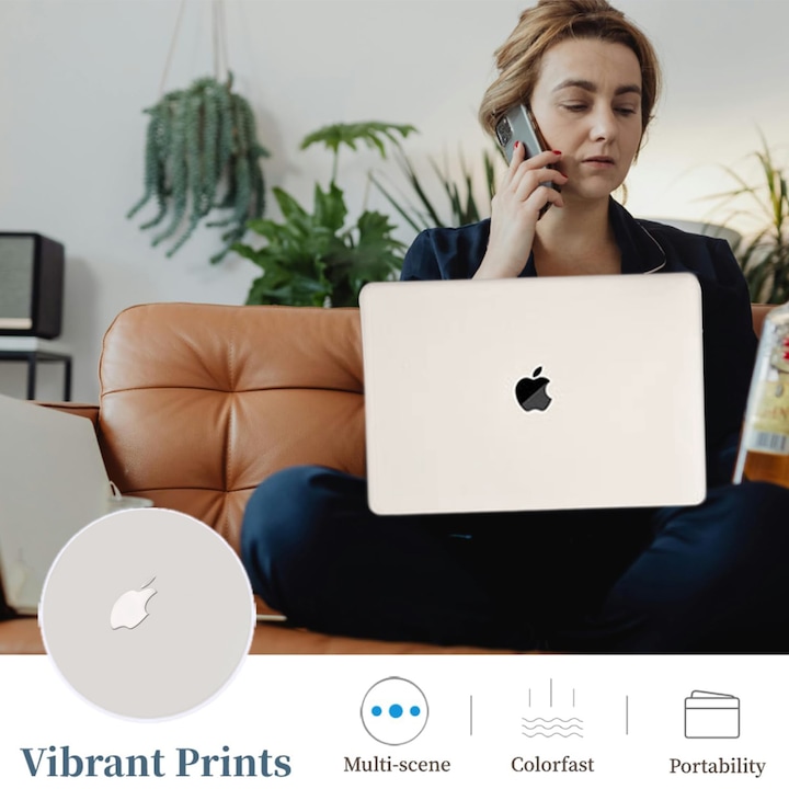 Husa laptop compatibil MacBook Air Pro, protectie completa, crem, usoara