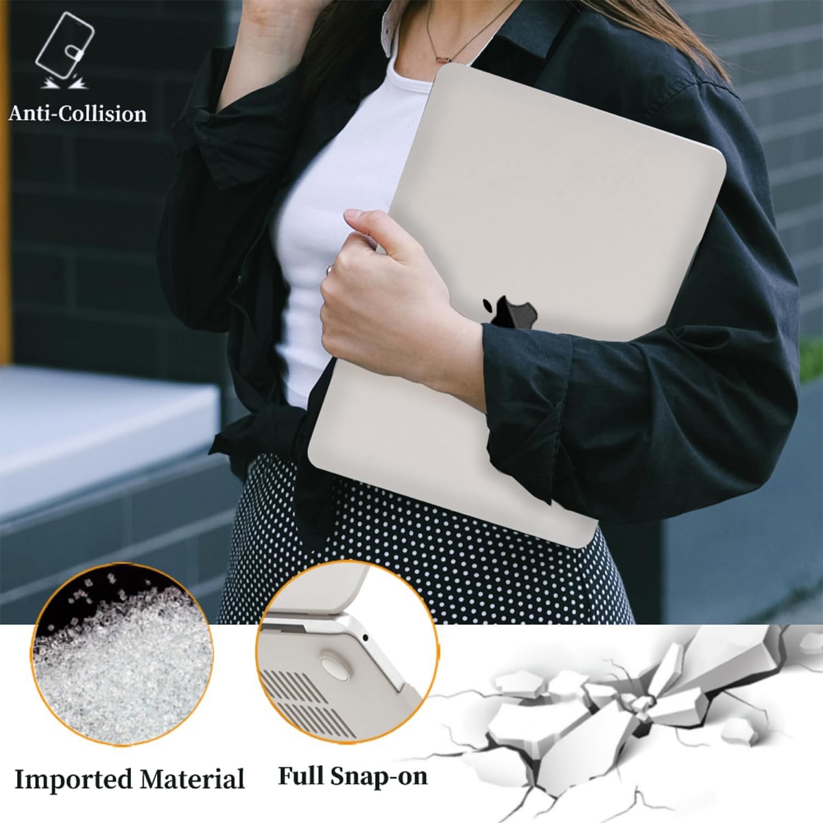 Husa laptop compatibil MacBook Air Pro, protectie completa, crem, usoara