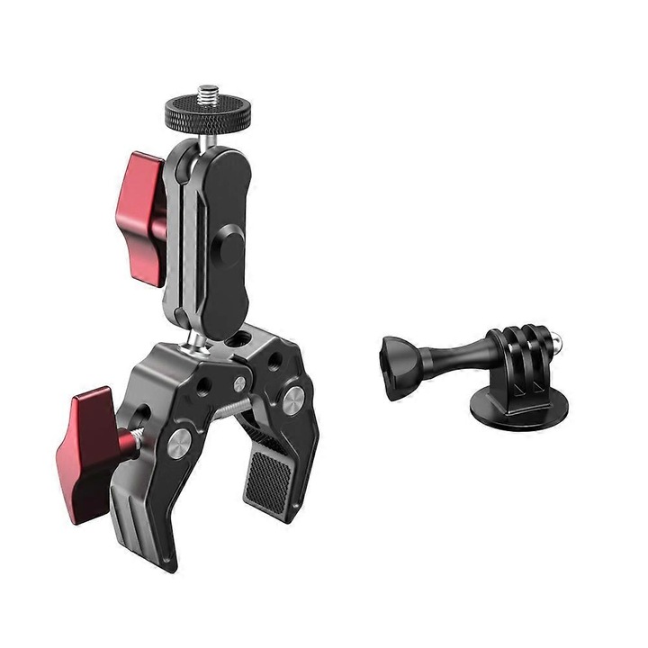 Suport camera universal pentru bare rulante 4.4-5cm, rotativ 360°, negru, aluminiu
