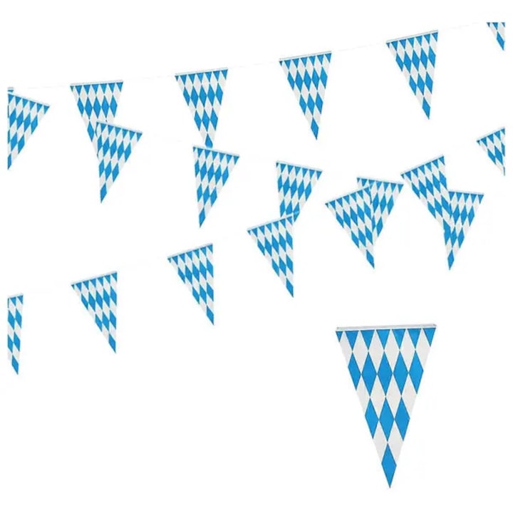 Oktoberfest dekoratív füzér 10m kék 20x30cm 20 darabos szett