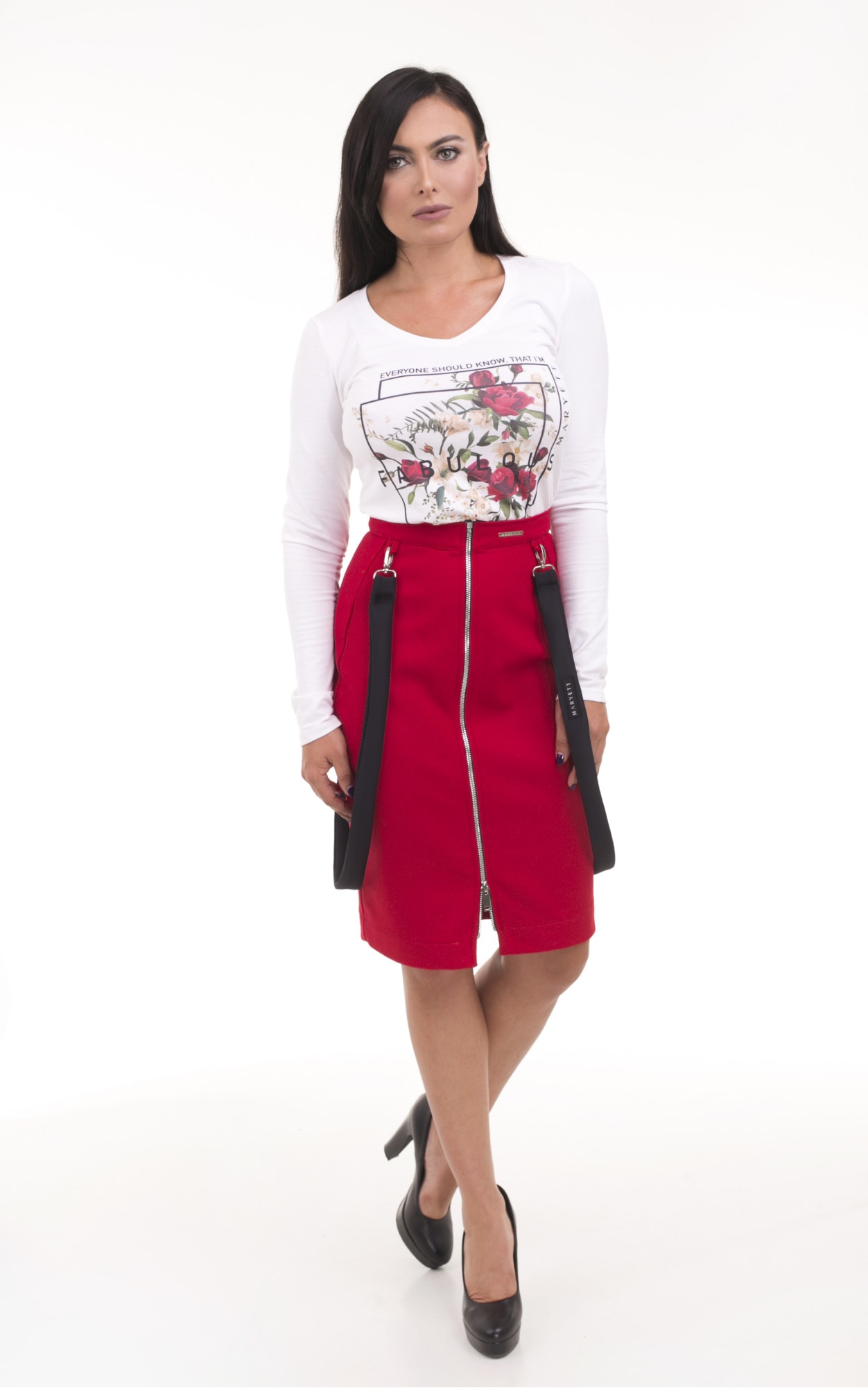 Fusta dama, MARYETT, Marimea M, Rosu