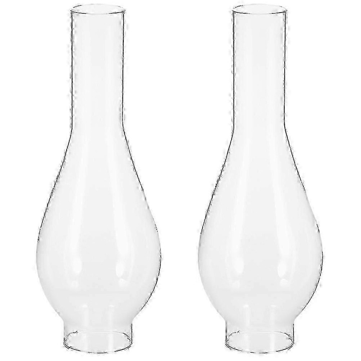 Set 2 tuburi sticla rezistenta pentru lampa cu ulei, design antic, 24.5x5x3.6cm, transparent