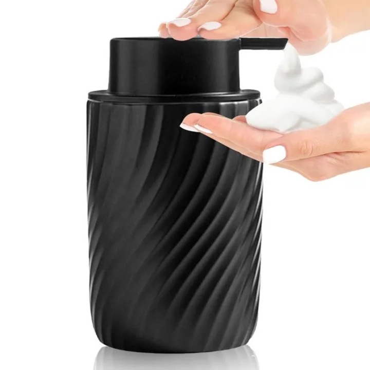 Dispenser sapun ceramic negru rotund 10x10x10mm 340ml