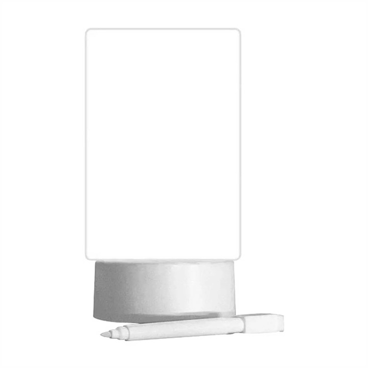 Lampa de veghe mesaj LED ZYBLSSBB LSM2xh10929-BCS0015216, panou acrilic transparent, lumina LED calda, alimentare USB, cu marker sters, alb