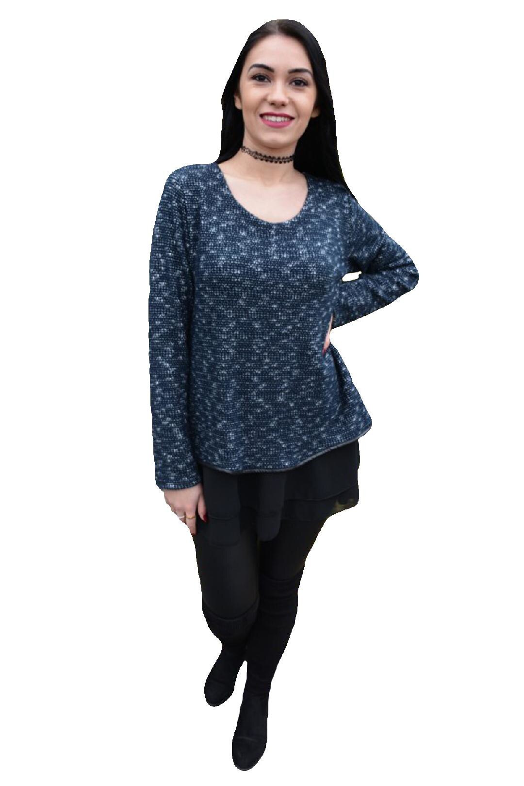 Bluza moderna cu aspect tricotat,masura mare,D&J Exclusive, Albastru marin