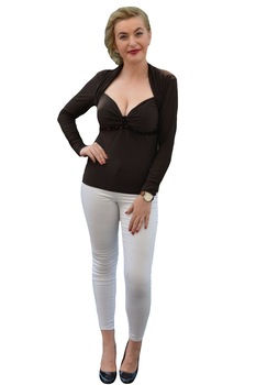 Bluza cu maneca lunga, de ocazie, cu bust conturat , D&J Exclusive, Maro, 36 Bluza cu maneca lunga, de ocazie, cu bust conturat , D&J Exclusive, Maro, 36