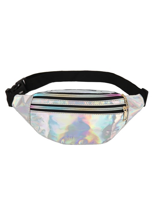 Borseta holografica YANYXR argintiu, stil retro, ajustabila, pentru femei