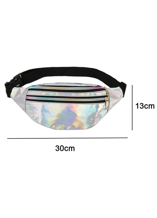 Borseta holografica YANYXR argintiu, stil retro, ajustabila, pentru femei