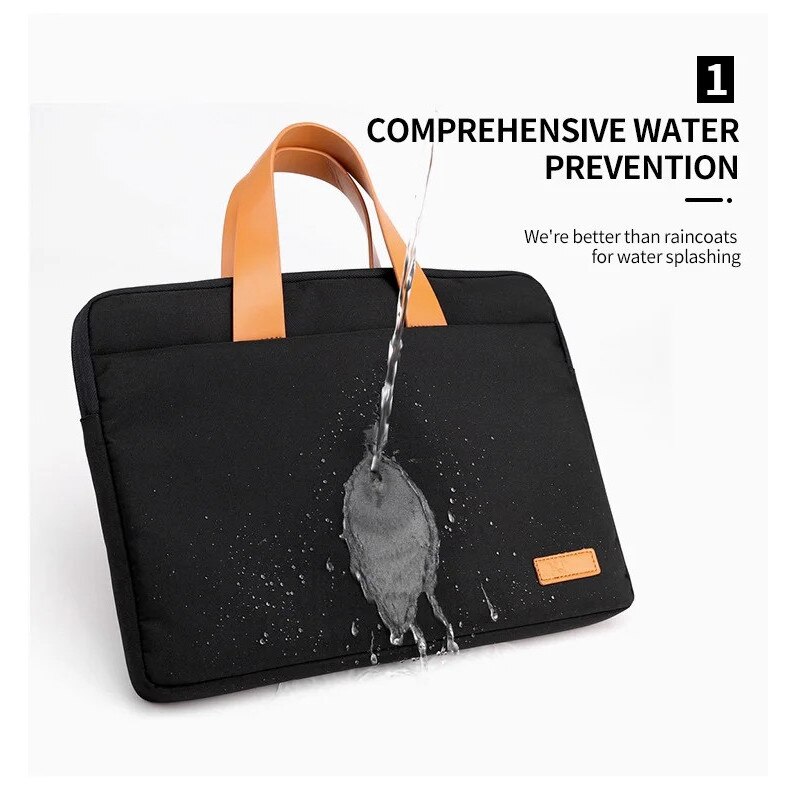 Yanyxr, geanta laptop din textil cu manere din piele ecologica, protectie anti-soc si curea umar detasabila BCS3230635, negru, 13-16.1 inch